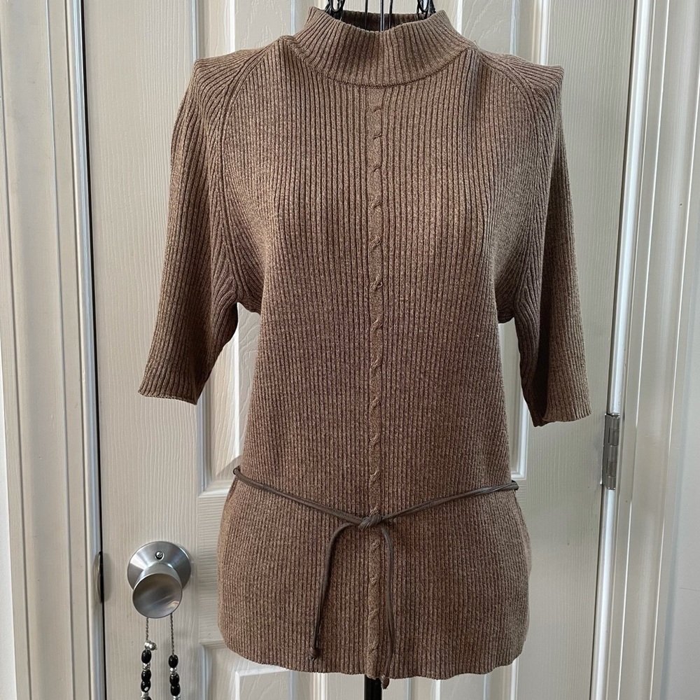 NORTON McNaughton Petite short sleeve tie Sweater size Small Petite